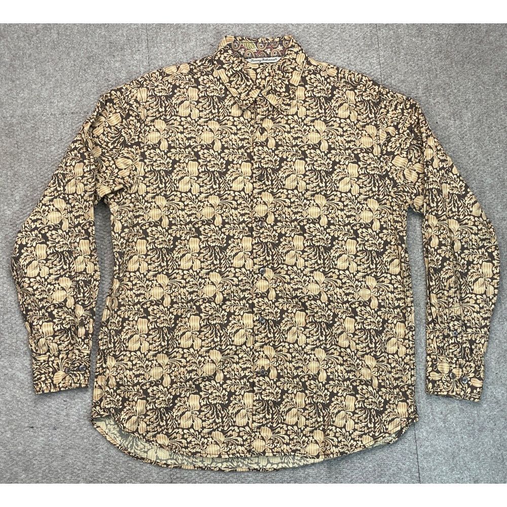 Tommy Bahama Men's Button Up Long Sleeve Flower Print Shirt Size Large